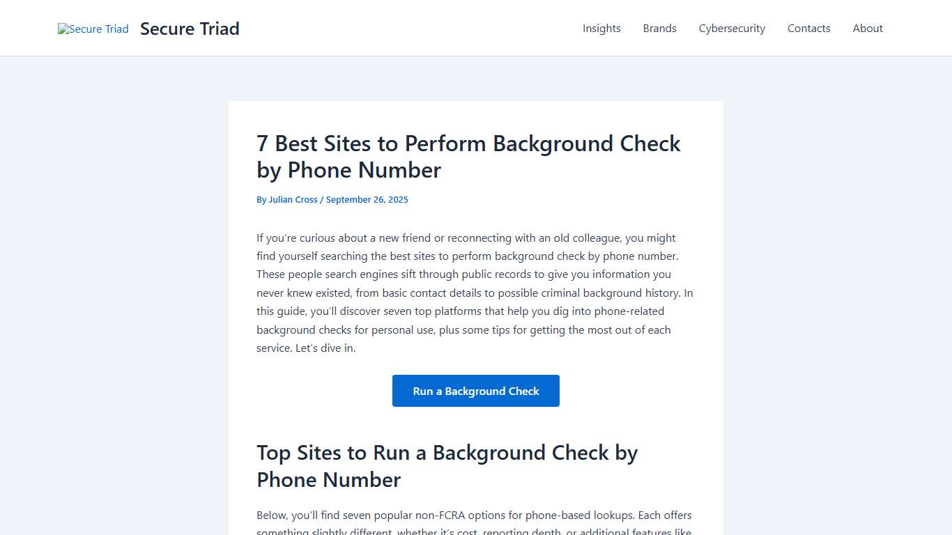 7 Best Sites to Perform Background Check by Phone Number | Secure Triad