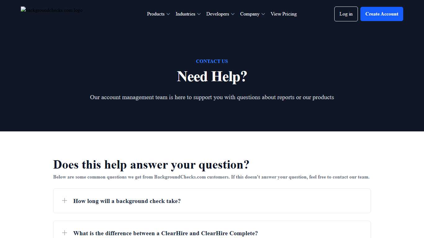 Customer Support for Background Checks | BackgroundChecks.com